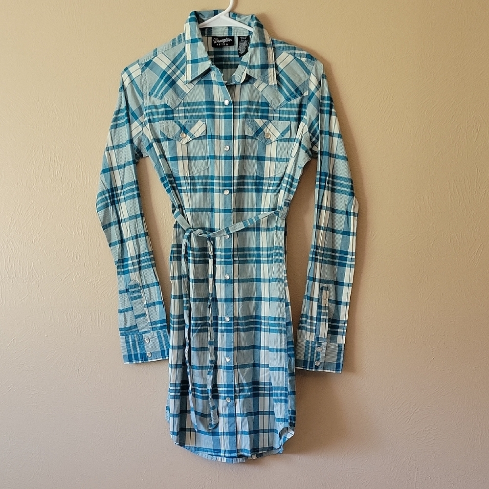 Wrangler Blue Plaid Shirt Dress